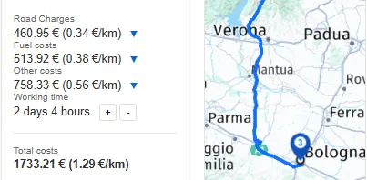 Ikona kalkulacji kosztów transportu