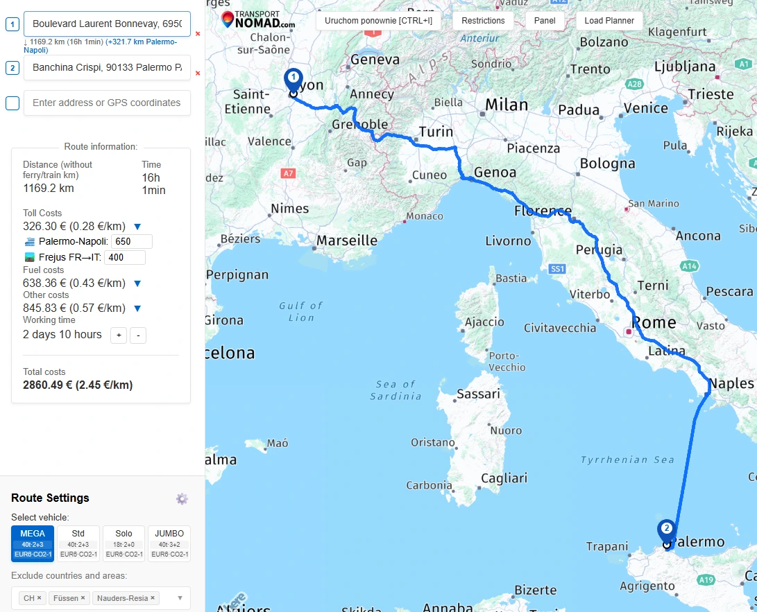 Crossing detected on a route with a prompt asking for the per-trip price