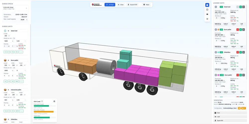Zrzut ekranu Load Planner 3D