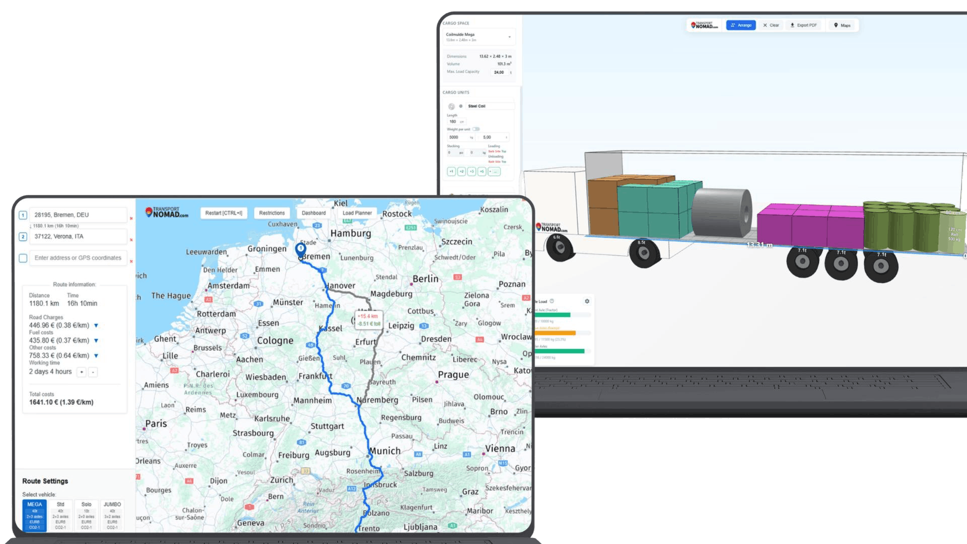 Transport Nomad load planner and route optimizer bundle